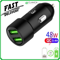 CLMXCA ใช้ได้ทั่วไป QC 3.4A สมาร์ทโฟน USB 2พอร์ตชาร์จไฟรถยนต์ชาร์จเร็ว