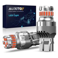 AUXITO แฟลช2x T20 7443 SRCK W21/5W WY21W Led Canbus แฟลชเบรครถสัญญาณท้ายหลอดไฟหยุดโคมไฟแบบสะท้อนสีขาวแฟลช Dunzheng9084295สีแดง