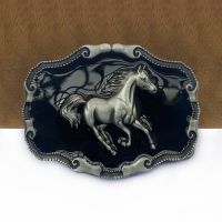 【CW】♝✷  BuckleClub retro zinc alloy running horse belt buckle FP-03755 jeans gift pewter finish 4cm width loop