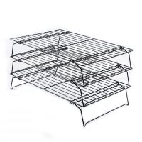 เหล็กคาร์บอน Nonstick Cooling Rack Cooling Grid ถาดอบสำหรับบิสกิต/ คุกกี้/พาย/ขนมปัง/เค้กเบเกอรี่ Rack 3 Tiers