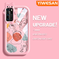 YIWESAN เคสสำหรับ Huawei P40 P40 Pro,เคสแฟชั่นแบรนด์ที่สวยงามศิลปะภาพวาดลวดลายสร้างสรรค์ขอบนุ่มเคสกันกระแทกใสเคสซิลิโคนเนื้อนิ่มเคสโทรศัพท์เนื้อนิ่มหนาทนทานต่อการตก