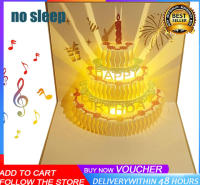 LED Light Birthday Cake Music Happy Birthday Card Postcards  3D Pop Up Birthday Cards