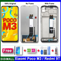 100% จอ Lcd แบบดั้งเดิมสำหรับ Redmi 9T เปลี่ยนหน้าจอแสดงผลสำหรับ Xiaomi Poco M3 M2010J19CG จอแสดงผลแอลซีดีดิจิทัลหน้าจอสัมผัสประกอบกับกรอบ