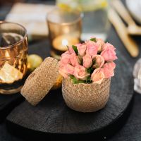 Basket Woven Storage Seagrass Flower Baskets Wicker Lid Rattan Round Box Hand Planter Organizer Straw Mini Pot Gift Shelf