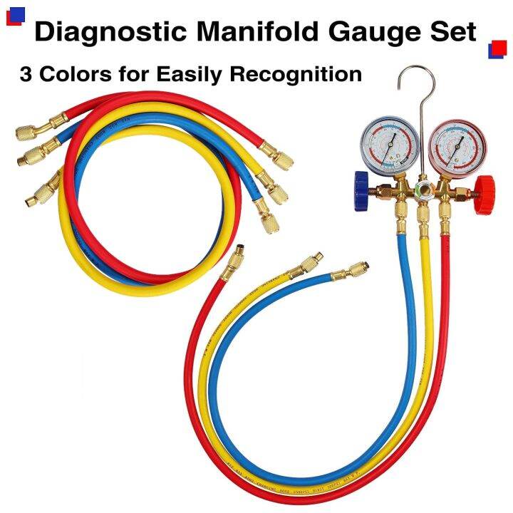 AC Diagnostic Manifold Gauge Set for Freon Charging, Fits R134A R22 R404 Refrigerants Air