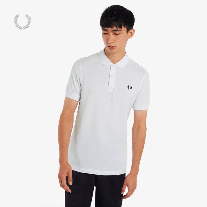 ยี่ห้อ-fred-perry-ฤดูร้อน-fred-perry-เสื้อยืดลายหูข้าวสาลีใหม่ปักปกเสื้อแขนสั้นผู้ชายเสื้อโปโลธุรกิจลำลอง