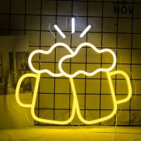 Wanxing Clink Led Neon Sign Beer Cheers Design Hanging Art Acrylic Night Light Party Restaurant Bar Room Wall Decoration Lamps