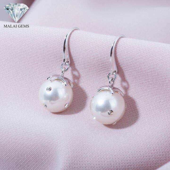 malai-gems-ต่างหูมุก-เงินแท้-silver-925-เพชรสวิส-cz-เคลือบทองคำขาว-รุ่น-31000998-แถมกล่อง-ต่างหูเพชร-ต่างหูเงินแท้