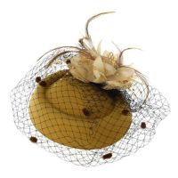 Fascinators กิ๊บคาดศีรษะ Pillbox หมวกกะลาผ้าคลุมหน้าขนนกงานแต่งงานใหม่