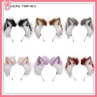 LUCKY HAIRACC อุปกรณ์ประกอบฉากแฟนซี ที่คาดผมหูแมว การจำลองแบบจำลอง งานทำมือ ที่คาดผม แฟชั่นสำหรับผู้หญิง ตุ๊กตาผ้าพลัฌ ห่วงผมอะนิเมะ คอสตูมปาร์ตี้