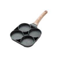 Non-stick Flat Bottom Frying Pan Wooden Adiabatic Handle Egg Pancake Steak Japanese Breakfast Pots Kitchen Cooking Utensils