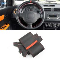 【YF】 For Peugeot Expert Partner 2009-2016 Citroen Berlingo Jumpy Car Steering Wheel Cover Black Leather with red strip