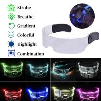 LED Luminous Glasses LED Glasses Wire Neon Light Up Visor Eyeglasses Bar Grow Party Goggles for Halloween Christmas Festive