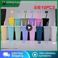 ☬✘♙ rfefefewfeerew Copo de palha plástico camada dupla com tampa caneca água fosco BPA Free garrafa Leakproof suco café leite 24oz 5 Pcs 8 10Pcs