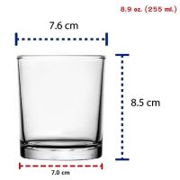 แก้วทรงเตี้ย LUCKY GLASS แก้วใส แก้วน้ำใส แก้ววิสกี้ ทรงกระบอก ขนาด 8.9 oz./ 255 ml จำนวน 1 ใบ