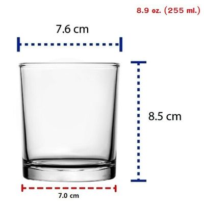 แก้วทรงเตี้ย LUCKY GLASS แก้วใส แก้วน้ำใส แก้ววิสกี้ ทรงกระบอก ขนาด 8.9 oz./ 255 ml จำนวน 1 ใบ