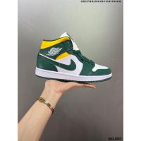 Best Sale Original✅ NK* A J 1 Mid "Obsidian-" Fashion Basketball Shoes Mens Womens Shoes Sports Shoes Green Yellow White （Free Shipping）