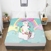 【hot】！ Unicorn Cartoon Fitted Sheets Mattress Cover With Elastic Band Bed Sheet LinensFor Baby Kids Child Boys 90x200 180x200