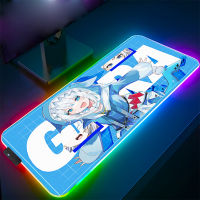 อะนิเมะ gawr gura RGB ขนาดใหญ่900*400ยางแผ่นรองเมาส์เล่นเกม LED แล็ปท็อปอุปกรณ์เล่นเกมแป้นพิมพ์ลื่นอะนิเมะแผ่นรองเมาส์ XXL