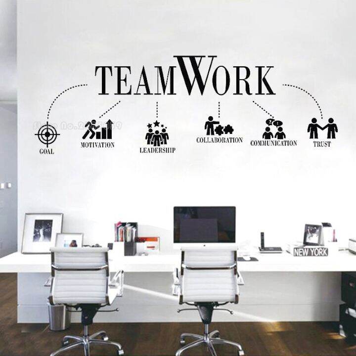 (Wall Stickers and Decals)Besar Kerja Sama Tim Pola Tanda Kantor ...