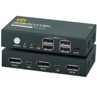 DisplayPort KVM Switch 2 Port 4K 60Hz DP KVM Switch for 2 Computers Sharing 1 Monitor HDCP 2.2 Included Cables USB2.0 3.0