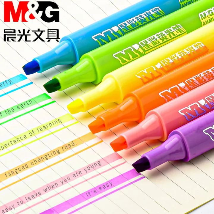 Morning Highlighter 6 marker pens students use light color system to  roughly mark the key account