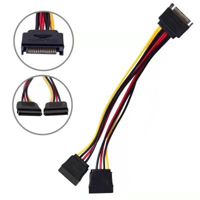【YF】 15Pin Male To 2 Female II Hard Disk Cable Y 1 Extension for HDD Splitter