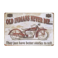 ป้ายสังกะสีวินเทจ Old Indians Never Die.., ขนาด 20x30 ซม