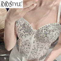 ผู้หญิงกลิตเตอร์เซ็กซี่ Top Party คริสต์มาสฮาโลวีน Bralette Camis Rhinestone ตัดเพชรดัน Bra