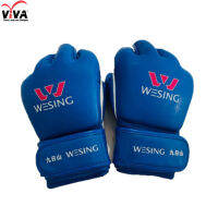 VIVA MMA Grappling Glove หนัง PU แบคชกนิ้วไม่โผล่ สีน้ำเงิน