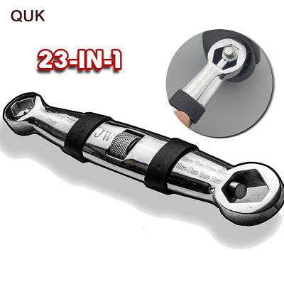QUK Universal Wrench 23 In 1 Wrench Set Ratchets Adjustable Spanner 7-19mm CR-V Key Flexible Multitools Hand Tool For Car Repair