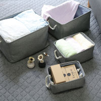 Natural Linen Storage Basket Clothes Folding Grey Storage Box For Nursery Underwear Toy Organizer Laundry Basket With Handle