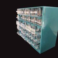 （QIQI tool） ใหม่กล่องเครื่องมือติดผนัง PartsUnit Shelving ออแกไนเซอร์ลิ้นชักประเภท PlasticScrew Parts Classification Box