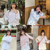 เสื้อลายดอกไม้ Wendy shirt ดีเทลคอผูกรูดได้