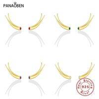 [Han ornaments] PANAOBEN จริง925ต่างหูเงินสำหรับผู้หญิงแฟชั่นที่เรียบง่ายแตรเพชรเจาะต่างหูเครื่องประดับ P Endientes น่ารัก