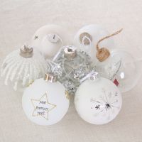 1PC 8cm White Matte Glass Transparent Christmas Ball Ornament Hang Pendant Indoor Garden New Year Xmas Party Tree Decor Home SW