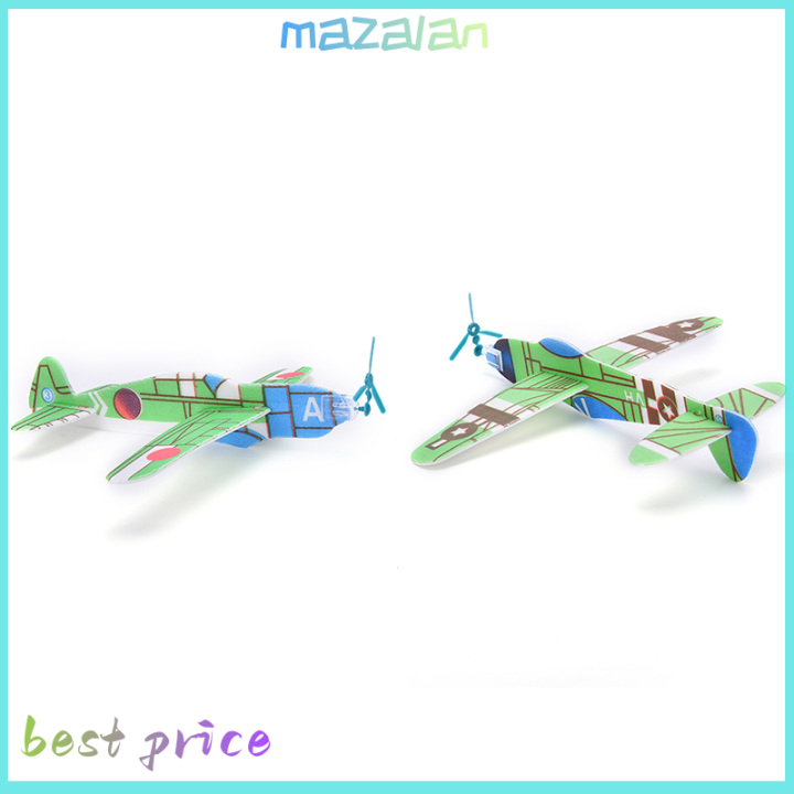 mazalan-12ชิ้น-เซ็ต-foam-glider-prop-บินร่อนเครื่องบินเครื่องบินเครื่องบินเด็ก-diy-ของเล่น