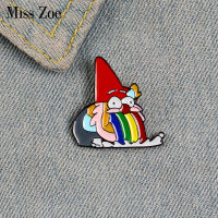 Rainbow Vomit Dwarf Enamel Pin Custom Funny Animan Brooches for Shirt Lapel Bag Badge Cartoon Jewelry Gift for Kids Friends