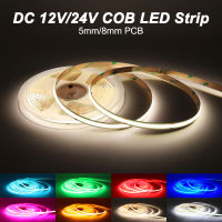 8 มม.5 มม.COB LED Strip Light 12V 24V สีแดงสีเขียวสีฟ้าสีชมพูสีเหลืองสีขาวสีเทปยืดหยุ่น LED Bar CRI 90 สำหรับตกแต่งบ้าน-Youerd