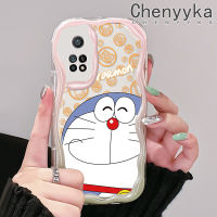 เคส Chenyyka สำหรับ Xiaomi 10T Pro POCO F3 Poco F4 Redmi K50 K40 Pro การ์ตูนโดราเอมอนน่ารัก K40s สำหรับผู้ชายและผู้หญิงเคสเคสโทรศัพท์โปร่งใสขอบคลื่นเนื้อครีมป้องกันกล้องกันกระแทกเคสซิลิโคนอ่อนชัดเจน