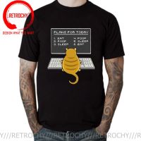 Cat Engineer Plans For Today T-Shirt It Computer Coder Programmer Normal Short Sleeve Designer O Neck Kawaii Cat Men T Shirt Man