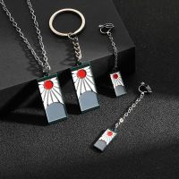 【VV】 Anime Demon Slayer Props Earring Keychain Necklace Kimetsu No Yaiba Tanjirou Pendant Jewelry Fans Gifts