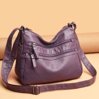 【hot seller】 Middle-aged and elderly womens 2023 new autumn winter version versatile soft leather backpack multi-layer pocket