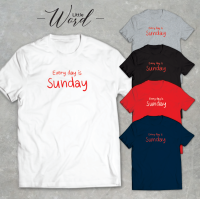 Little Word เสื้อยืดคอกลมแขนสั้นพิมพ์ลาย Sunday สไตล์มินิมอล ทรงunisex