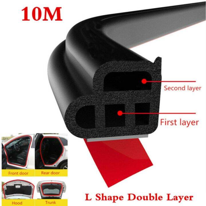 【AUTOMALLS】 10M Door Rubber Seal LShaped Seal DoubleLayer Sealing