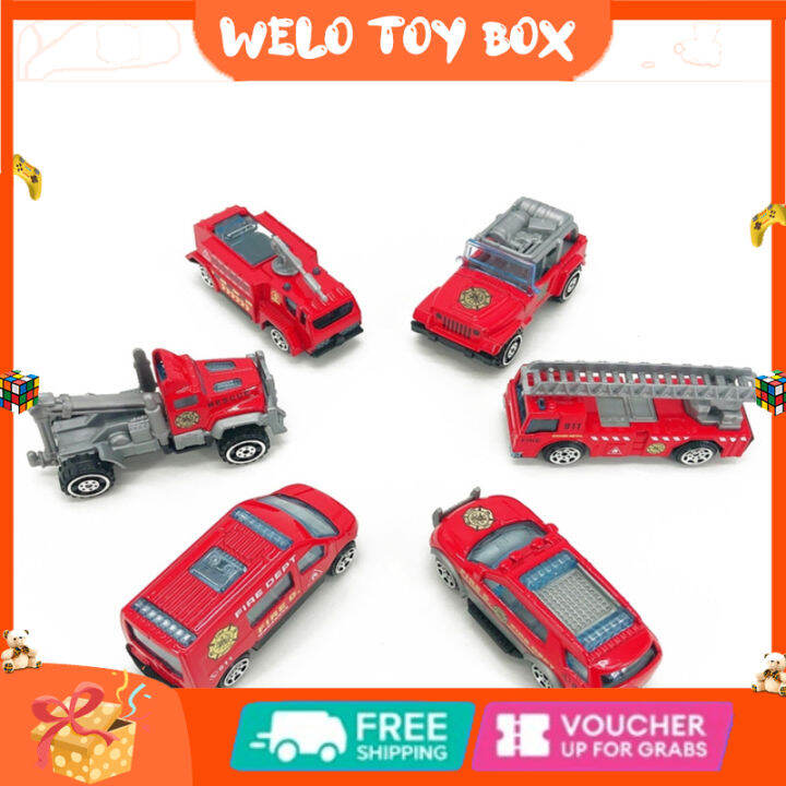 6pcs-1-32-alloy-car-toy-simulation-fire-fighting-truck-engineering-vehicle-military-police-car-for-boys-gifts