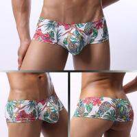 Gay European And American Foreign Trade Medium And Low Waist Mens Underwear Printed U Convex Mesh Breathable Cooldry Small Boxer E085