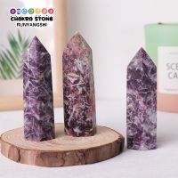 Natural Plum Blossom Tourmaline Crystal Column Unicorn Hexagonal Energy Healing Crystal Bar Home Decoration DIY Gift