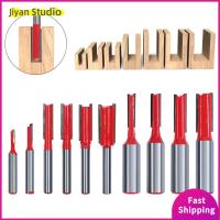 JIYAN2866 ด้าม1/4 "1/2" ดอกสว่านตรงสองด้าน เครื่องมืองานไม้ โลหะผสมอัลลอยด์ บิตเราเตอร์ขลุ่ยคู่ ทนทานต่อการใช้งาน คมคมคม เครื่องกัดไม้ ไม้สำหรับไม้