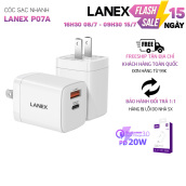 Cóc sạc nhanh Lanex LCT - P07A 3.0A 20W, nhựa PC, tương thích nhiều thiết bị
